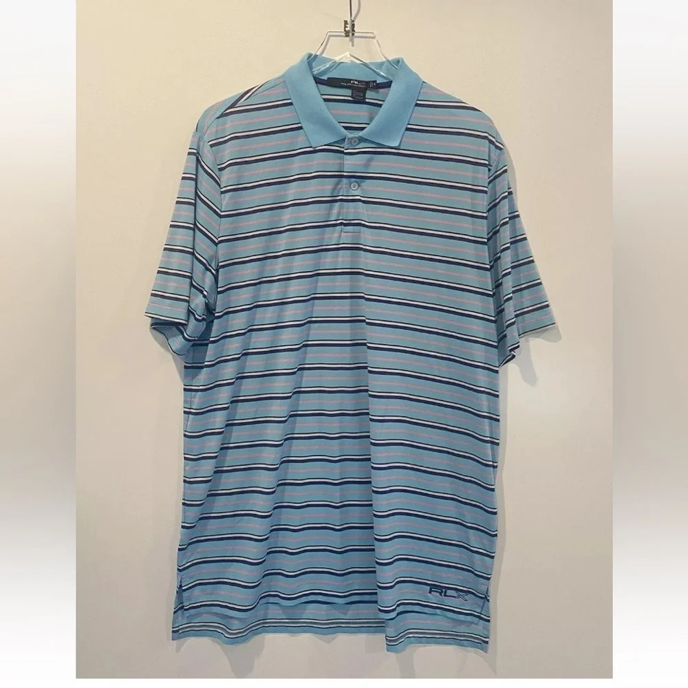 RLX Ralph Lauren Men's Striped Short Sleeve‎ Golf Polo Shirt Size XL (1293)
